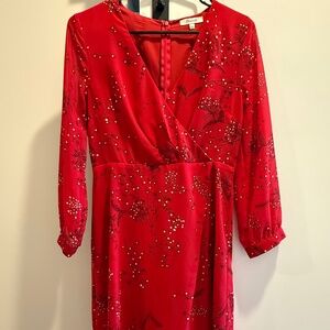 Madewell Hazelwood Floral Wrap Long Sheer Sleeve Dress